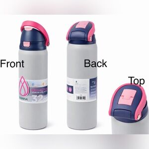 Manna Dual-Action Stainless Steel Hydra Water Bottle Rare Pink Silver Blue NYC